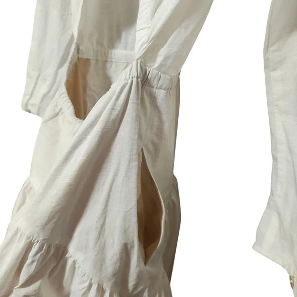 Vince White Long Sleeve Dress V Neck Cutout Midi Bridal Bachelorette Vacation XS - Picture 10 of 14